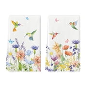Sme Highly Absorbent Seasonal Hummingbird Flower Polyester Kitchen Towels 2 Count