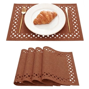 Sm:)e Hollow Out Laser Cut Orange Fall Placemats Set of 4, Seasonal Summer Washable Kitchen Dining Table Decoration for Home Party Decor 12x18 Inch