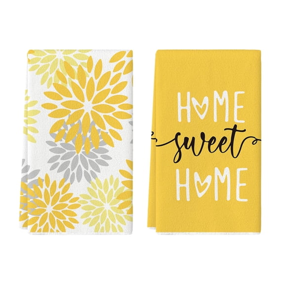 Sm:)e Home Sweet Home Boho Kitchen Towels, Yellow, 2 Count