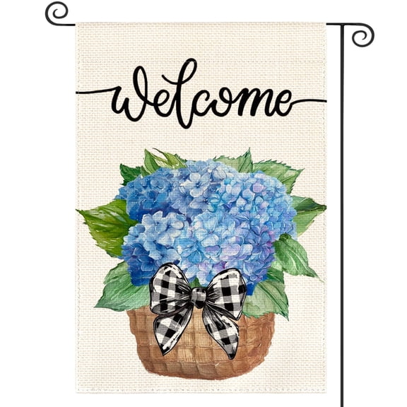 Sm:)e Hydrangea Summer Garden Flag 12x18 Inch, Double-Sided Printing, Outdoor Welcome Decor for Yards