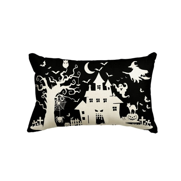 Sm:)e Jack-O'-Lantern Dead Tree Witch Castle Bat Halloween Throw Pillow Cover 12x20 Inch Decorative Outdoor Cushion Covers
