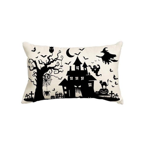 Sm:)e Jack-O'-Lantern Dead Tree Witch Castle Bat Halloween Throw Pillow Cover 12x20 Inch Decorative Outdoor Cushion Covers