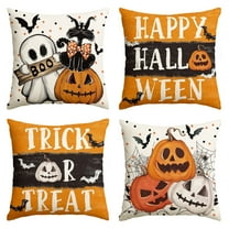 Sm:)e Jack-O'-Lantern Trick or Treat Truck Ghost Happy Halloween Throw Pillow Cover 18 x 18 Inch Polka Dot Decorative Outdoor Cushion Covers Set of 4