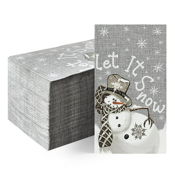 Sm:)e Let it Snow Snowman Christmas Paper Napkins 100pcs Winter Disposable Decorative Guest Napkins