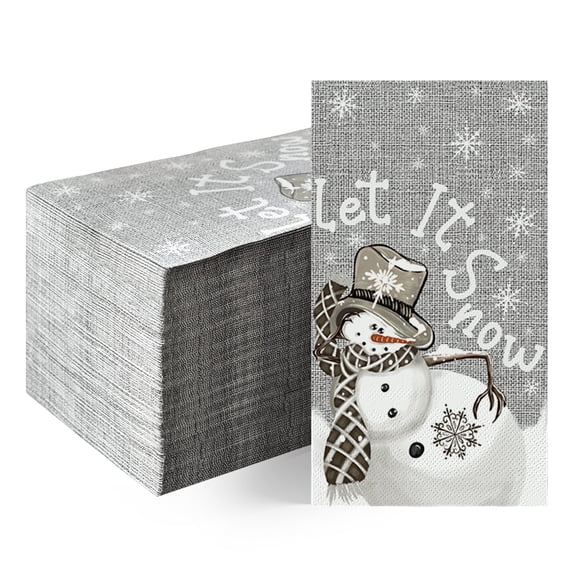 Sm:)e Let it Snow Snowman Christmas Paper Napkins 100pcs Winter Disposable Decorative Guest Napkins