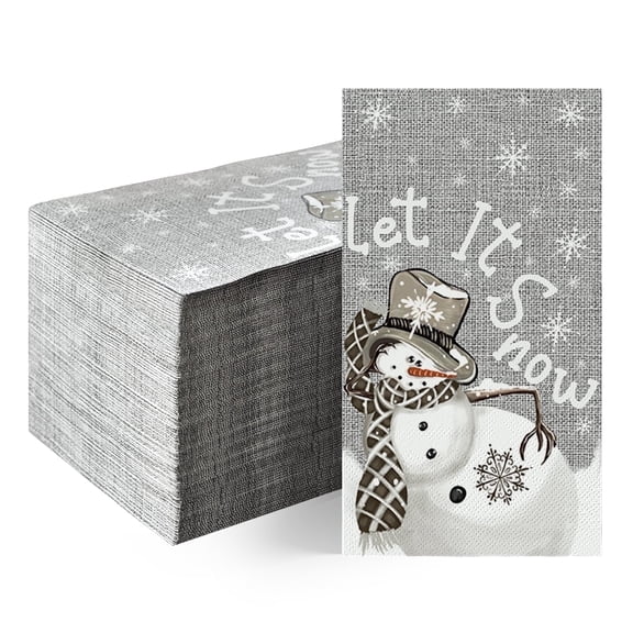 Sm:)e Let it Snow Snowman Christmas Paper Napkins 100pcs Winter Disposable Decorative Guest Napkins