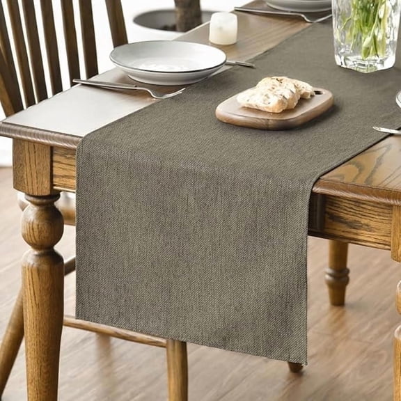 Sm:)e Light Coffee Brown Table Runner 13x72 Inch, Seasonal Washable Kitchen Dining Table Decoration for Home Party