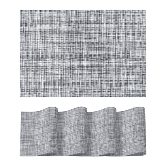 Sm:)e Light Grey Placemats Set of 4 - Heat Resistant Non-Slip Place mats for Dining Table, Washable Durable PVC Table Mats