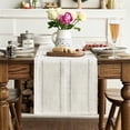 thumbnail image 1 of Sm:)e Linen Table Runner for Dining Table 13 x 72 Inch Ivory Burlap Linen Style Rustic Farmhouse Kitchen Dining Room Decoraton, 1 of 7