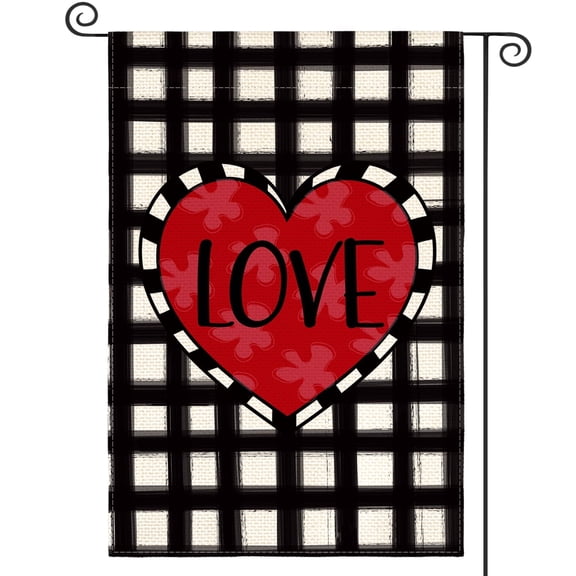 Sm:)e Love Heart Garden Flag Vertical Double Sided, Valentine's Day Anniversary Wedding Yard Outdoor Decoration 12.5 x 18 Inch