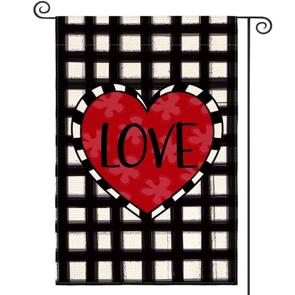 Sm:)e Love Heart Garden Flag Vertical Double Sided, Valentine's Day Anniversary Wedding Yard Outdoor Decoration 12.5 x 18 Inch