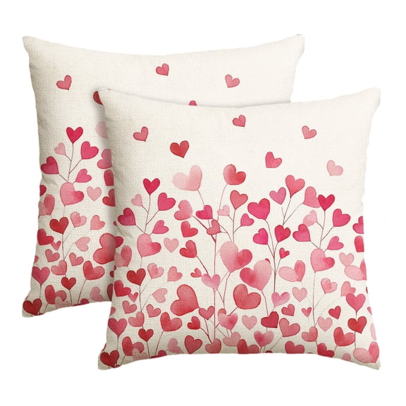 Sm:)e Love Hearts Valentines Day Throw Pillow Cover Set of 2, 18x18 Inch