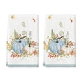 thumbnail image 1 of Sm:)e Maple Leaves Blue and White Pumpin Fall Kitchen Dish Towels Set of 2, Soft & Absorbent Washcloth 18x26 Inch, 1 of 6