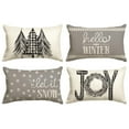 thumbnail image 1 of Sm:)e Merry Christmas Trees Mottos Gray Throw Pillow Covers, 12 x 20 Inch Hello Winter Let it Snow Holiday Cushion Case Decoration for Sofa Couch Set of 4, 1 of 7