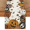 thumbnail image 1 of Sm:)e Mexican Skull Pumpkins Ghost Halloween Table Runner, Day of the Dead Kitchen Dining Table Decoration for Home Party Decor 13x72 Inch, 1 of 7