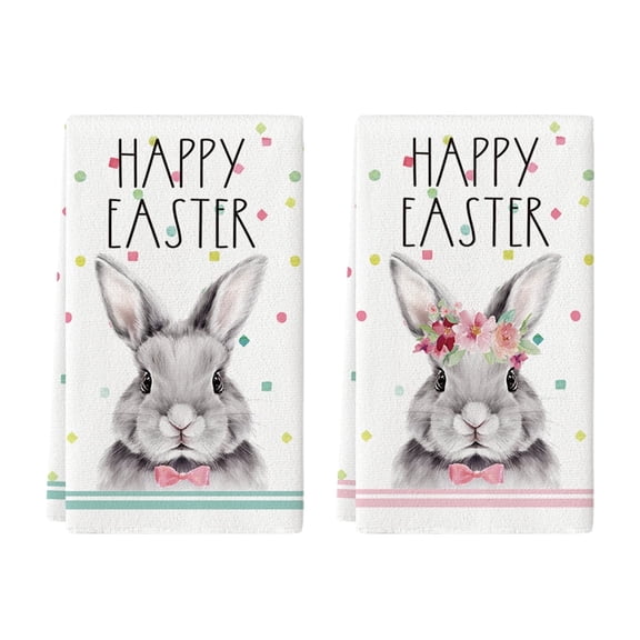 Sm:)e Mr & Mrs. Rabbits Easter Bunny Kitchen Dish Towels, 18 x 26 Inch Set of 2