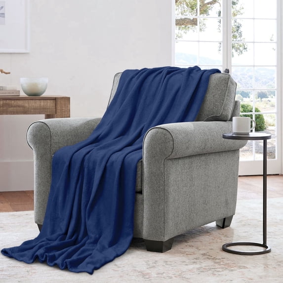 Sm:)e Navy Blue Blanket, Super Soft Flannel Fuzzy Plush Cozy Blanket, 50x60 Inch