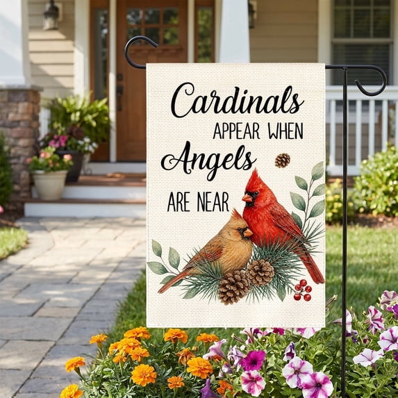 Sm:)e Northern Cardinal Christmas Garden Flag 12 x 18 Inch, Double-Sided Printing, Outdoor Welcome Decor for Yards