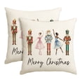 thumbnail image 1 of Sm:)e Nutcracker Merry Christmas Throw Pillow Cover 18x18 Inch Set of 2， Beige, 1 of 10