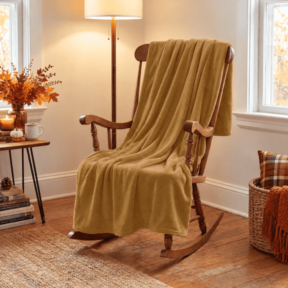 Sm:)e Orange Blanket, Super Soft Flannel Fuzzy Plush Cozy Fall Blanket, 50x60 Inch