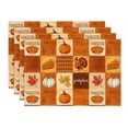 thumbnail image 1 of Sm:)e Orange Plaid Turkey Maple Leaf Pumpkin Print Thanksgiving Placemats 12x18 Inch Set of 4, Kitchen & Dining Table Decor, Fall Party Decoration Supplies, 1 of 7