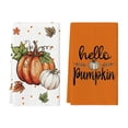 thumbnail image 1 of Sm:)e Orange Pumpkin Fall Dish Towels Set of 2, 18x26 Inch, Farmhouse Maple Leaves Autumn Decor Hand Towels, 1 of 6