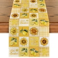 thumbnail image 1 of Sm:)e Patchwork Buffalo Plaid Yellow Daisy Sunflower Floral Lemon Summer Table Runner 13 x 72 Inch, 1 of 6
