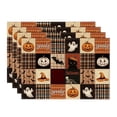 thumbnail image 1 of Sm:)e Patchwork Ghost Pumpkin Black Cat Bat Skeleton Witch Hat Halloween Placemats Set of 4, 12x18 Inch Holiday Table Mats for Indoor Outdoor Party Dining Decoration, 1 of 7
