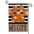 thumbnail image 1 of Sm:)e Paw Print Fall Garden Flag 12x18 Inch Double Sided Outside, Autumn Pumpkin Maple Leaf Welcome Stripes Yard Outdoor Flag, 1 of 7