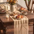 thumbnail image 1 of Sm:)e Pearl Beige Gauze Table Runner 120 Inch 10FT, Table Decor for Wedding Anniversary Birthday Outdoor Home Party Table, 1 of 5