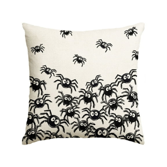 Sm:)e Pencil Drawing Spider Halloween Throw Pillow Cover 18x18 Inch, Beige