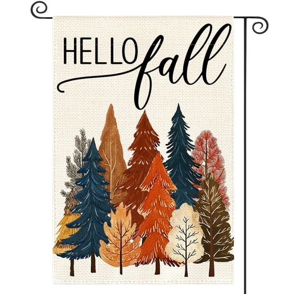 Sm:)e Pine Tree Fall Garden Flag 12 x 18 Inch, Double-Sided Printing, Seasonal Farmhouse Yard Outdoor Decor