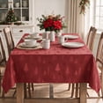 thumbnail image 1 of Sm:)e Pine Tree Snowflake Yarn Dyed Jacquard Woven Christmas Tablecloth 60x104 Inch, for Dining Decor, Rectangle, Red, 1 of 7