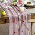 thumbnail image 1 of Sm:)e Pink Embroidered Daisy Gauze Table Runner 120 Inches (10 Feet), Seasonal Sheer Decor for Kitchen & Dining Spaces, Ideal for Holidays, Weddings, Birthdays & Home Parties, 1 of 6