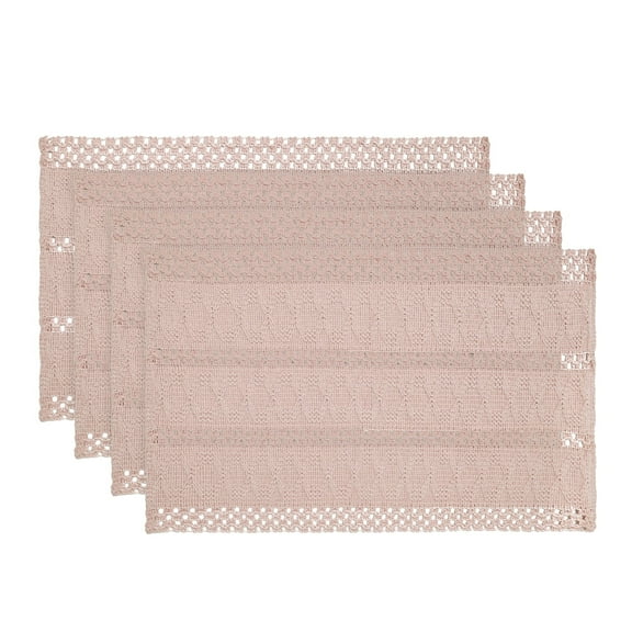 Sm:)e Pink Farmhouse Woven Hollow Placemats, Boho Placemats 12x18 Inch, Dining Kitchen Home Decor