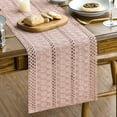 thumbnail image 1 of Sm:)e Pink Farmhouse Woven Rustic Hollow Table Runner, Boho Table Runner 12x48 Inch, Dining Kitchen Home Decor, 1 of 7