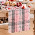 thumbnail image 1 of Sm:)e Pink Grey Farmhouse Plaid Spring Valentine Table Runner 13x72 Inch, Valentine Winter Rustic Holiday Check Kitchen Dining Table Decor, 1 of 7