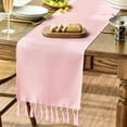 thumbnail image 1 of Sm:)e Pink Tassel Table Runner, 13x36 Inches, Boho Linen Blend Rustic Farmhouse Style, Holiday Wedding Party Kitchen Table Decor, 1 of 6
