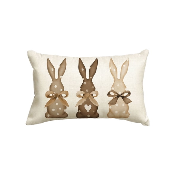 Sm:)e Polka Dot Love Heart Bunny Easter Throw Pillow Cover, 12 x 20 Inch Bow Rabbit Cushion Case Decoration for Sofa Couch