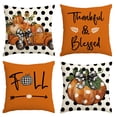 thumbnail image 1 of Sm:)e Pumpkin Bow Dot Truck Fall Throw Pillow Covers, 18 x 18 Inch Autumn Flower Vases Thankful Grateful Blessed Harvest Floral Orange Decorations for Sofa Couch Set of 4, 1 of 8