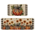 thumbnail image 1 of Sm:)e Pumpkin Bow Sunflower Linen Fall Kitchen Rugs and Mats, 17x29Inch and 17x47 Inch, Non Slip Mat for Porch Patio Hallway, 1 of 6
