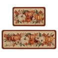 thumbnail image 1 of Sm:)e Pumpkin Corn Linen Fall Kitchen Rugs and Mats, 17x29Inch and 17x47 Inch, Non Slip Mat for Porch Patio Hallway, 1 of 6