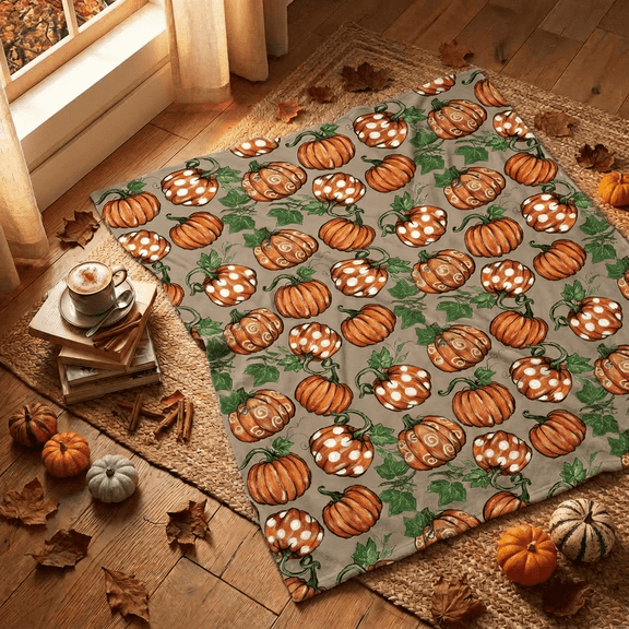 Sm:)e Pumpkin Fall Blanket, 50x60 Inch, Soft Flannel Fleece Blankets for Sofa Home Decor