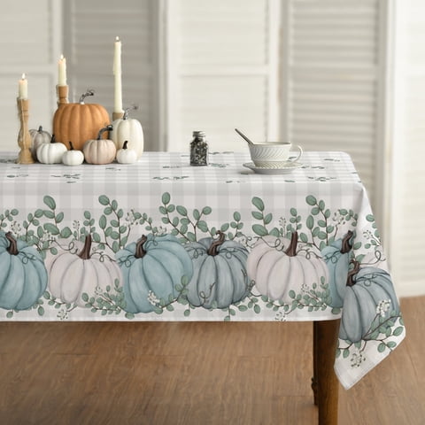 Sm:)e Pumpkins Buffalo Plaid Fall Thanksgiving Tablecloth 52x70 Inch Rectangle