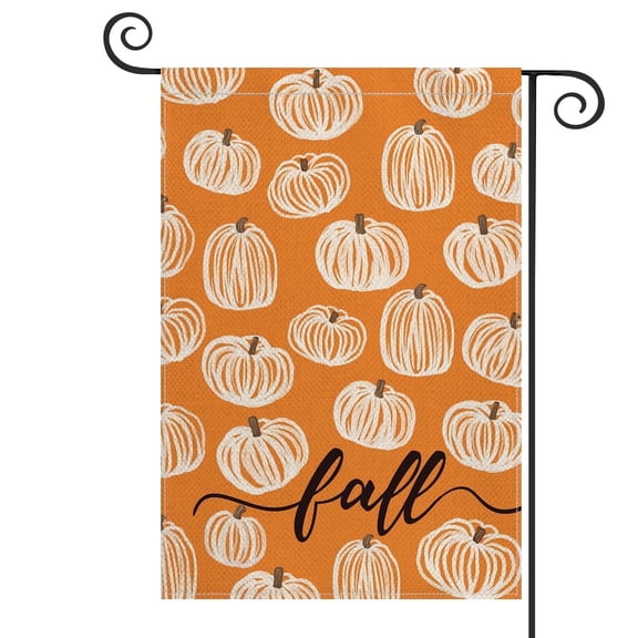 Sm:)e Pumpkins Orange Fall Garden Flag 12x18 Inch Double Sided, Autumn Small Banner Yard Sign Outside Decoration