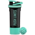 thumbnail image 1 of Sm:)e Push Limits 24 oz Aquamarine Protein Shaker Bottle with Whisk and Mix Ball, 1 of 7