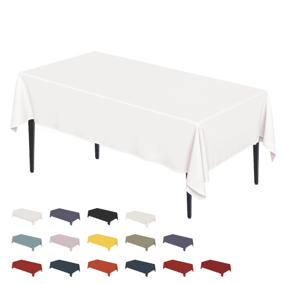 Sm:)e Rectangle Tablecloth White - 60 x 104 Inch, Decorative Fabric Table Cover for Dining Table 6ft Table