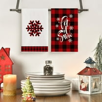 Sm:)e Red Black Buffalo Plaid Let It Snow Snowflake Winter Christmas Kitchen Dish Towels 18 x 26 Inch Set of 2