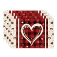 thumbnail image 1 of Sm:)e Red Black Love Valentine's Day Placemats Set of 4, 12x18 Inch, 1 of 7