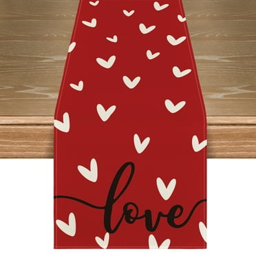 Sm:)e Red Love Heart Valentine Table Runner 13 x 72 Inch